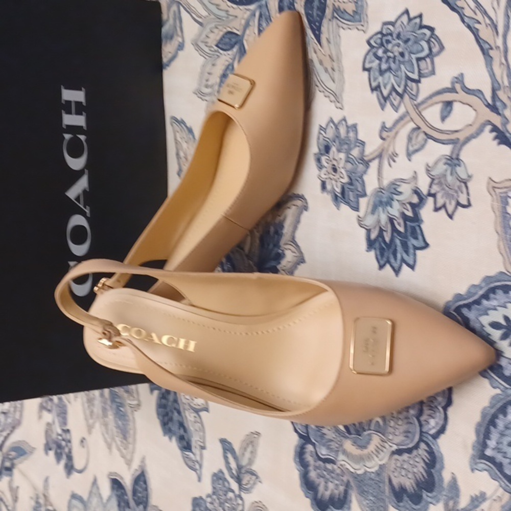 New Coach Jillian Beachwood  Slingback Heels Great Neutral SZ 6.5B - Picture 7 of 16